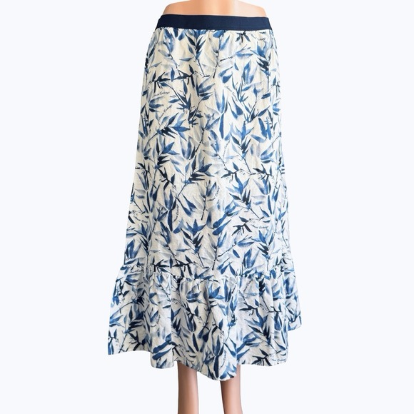 Armani Exchange Dresses & Skirts - Armani‎ Exchange Botanical Maxi Skirt Sz 12 Blue White Lined Preppy Quiet Luxury